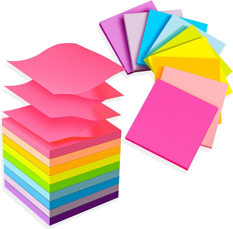 TKTB (18 Pads) Pop Up Sticky Notes 3x3 Refills, Strong Adhesive Memo Pad Bulk with 9 Bright Colors, Suitable for Home, Office, School, Clean Removal - Image 1